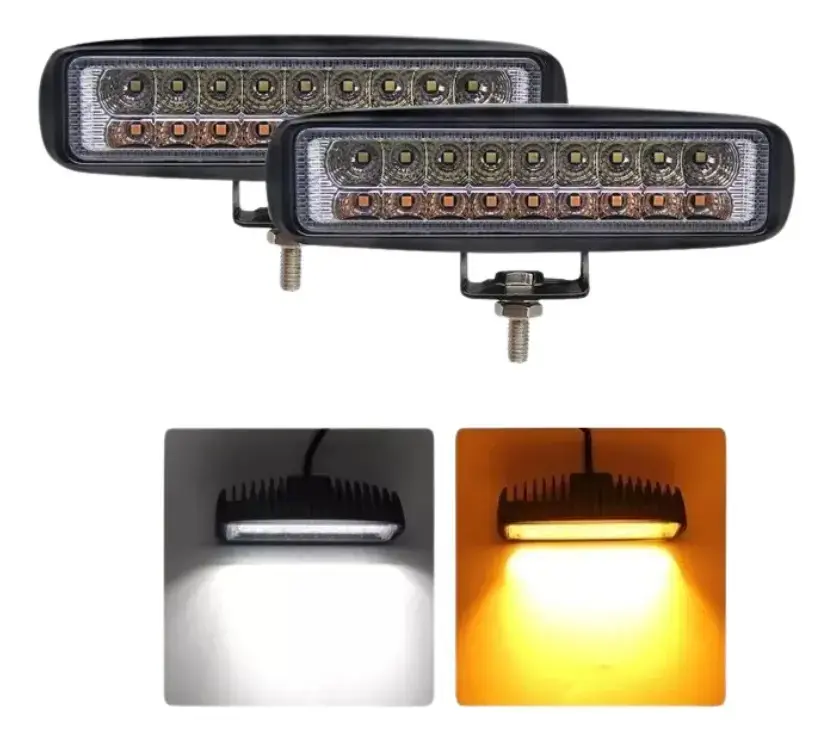 Lampara De Trabajo 6'' 18Leds Blanco + Flashing Ambar
