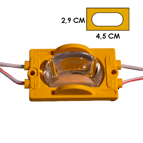 MODULO 3LED CON LENTE AMARILLO 12V IP67