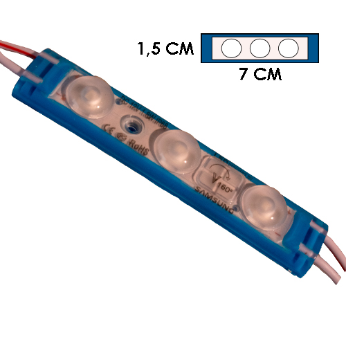 Modulo 3Led Difusor Azul 12V Ip-67