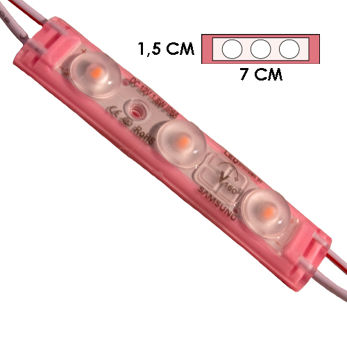 Modulo 3Led Con Difusor 3D Rosado 12V Ip-67