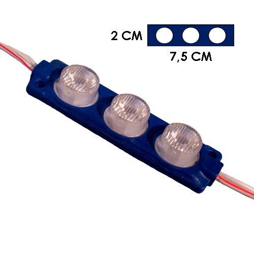 Modulo 3Led Con Difusor 3D Azul12V Ip-67