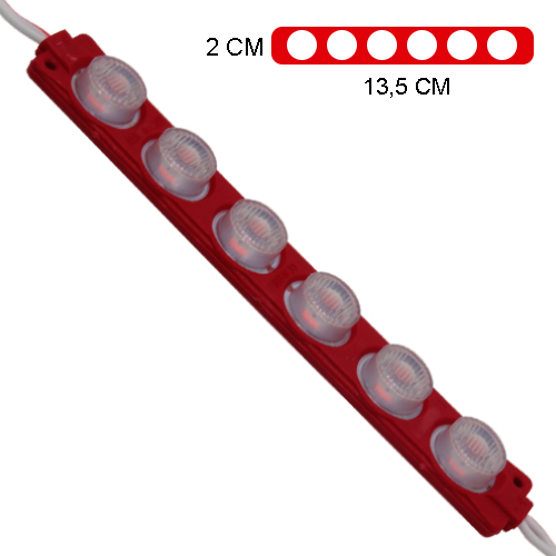 MODULO 6LED (1X6) CON DIFUSOR 3D ROJO 12V IP-67