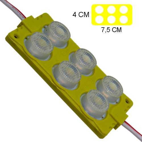 Modulo 6Led (2X3) Con Difusor 3D Amarillo 12V Ip-67