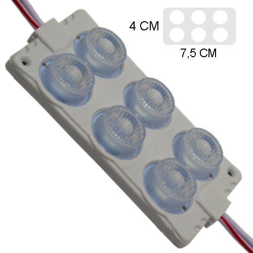 MODULO 6LED (2X3) CON DIFUSOR 3D BLANCO 6500k 12V IP-67